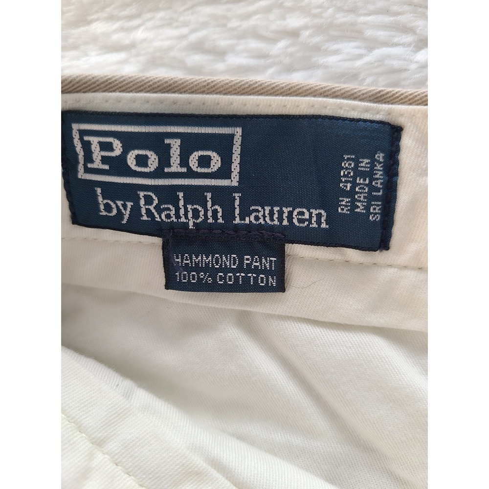 Vtg Polo Ralph Lauren Hammond Pant Mens 31x30 Tan Khaki Pleated Cuffed Chino NWT - Picture 5 of 10